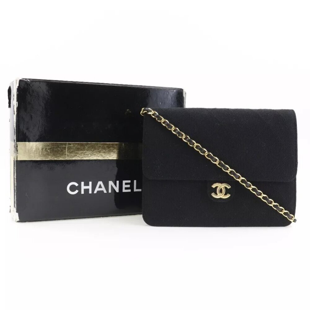 CHANEL ChainShoulder Shoulder Bag Matelasse black/Gold Hardware cotton Women